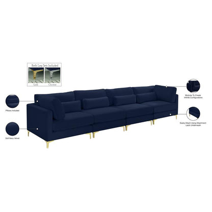 4 Seater Sofa Set : Velvet Square Arm Sofa