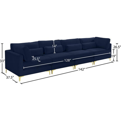 4 Seater Sofa Set : Velvet Square Arm Sofa