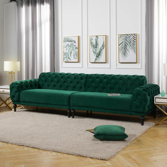 4 Seater Sofa Set Velvet Square Arm Sofa