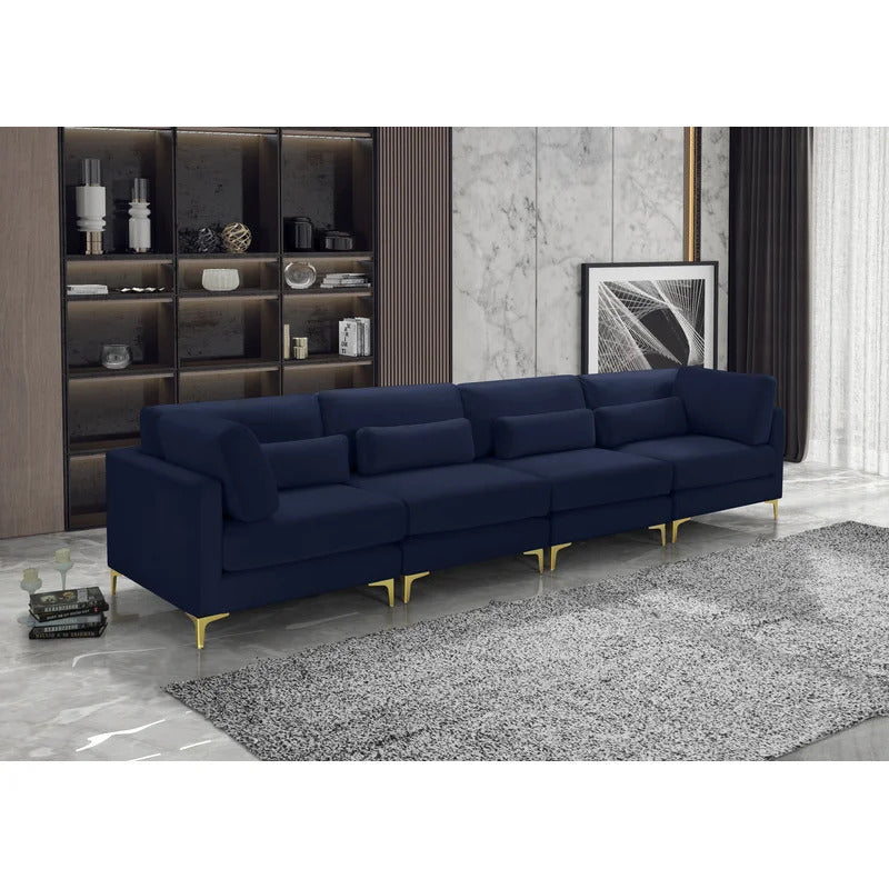 4 Seater Sofa Set : Velvet Square Arm Sofa