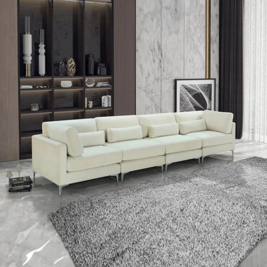 4 Seater Sofa Set  Velvet Square Arm Sofa