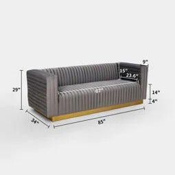 4 Seater Sofa Set : Velvet Tuxedo Arm Sofa