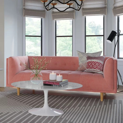 4 Seater Sofa Set : Velvet Tuxedo Arm Sofa