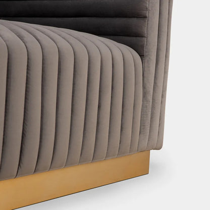 4 Seater Sofa Set : Velvet Tuxedo Arm Sofa
