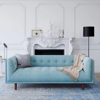 4 Seater Sofa Set : Velvet Tuxedo Arm Sofa