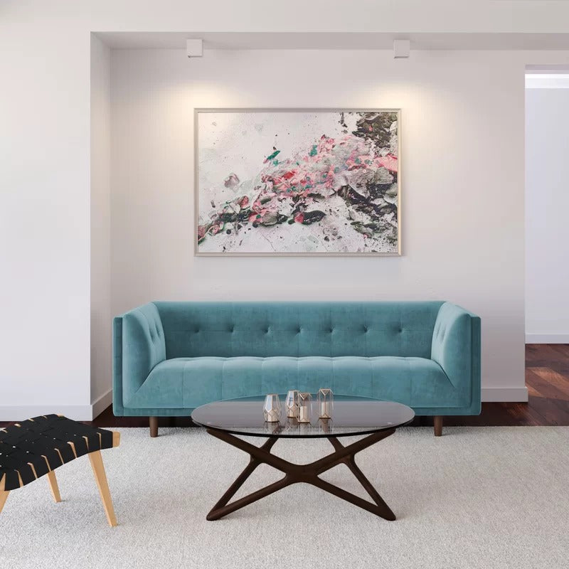 4 Seater Sofa Set : Velvet Tuxedo Arm Sofa