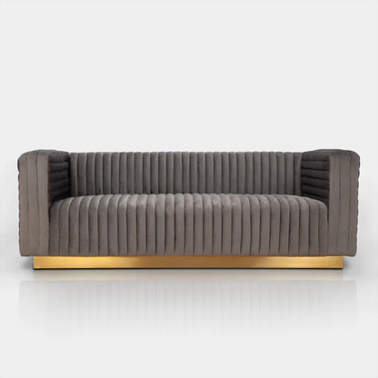 4 Seater Sofa Set : Velvet Tuxedo Arm Sofa