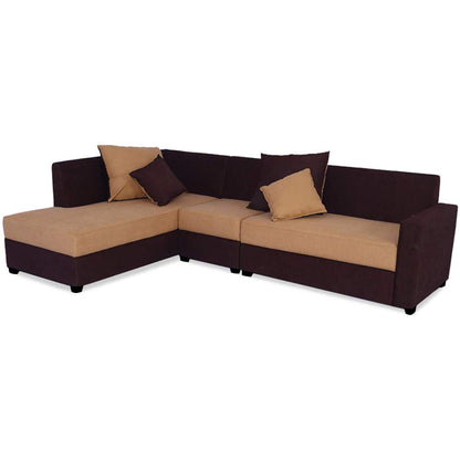 L Shape Sofa Set:- Six Seaterwith Polyester Fabric Sofa Set - LHS (Camel - Brown)