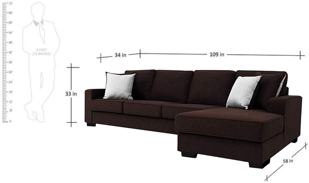 L Shape Sofa Set:-Vernon Fabric Sofa Set (Brown)