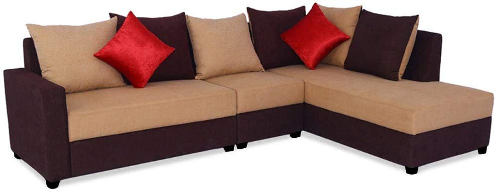 L Shape Sofa Set:- Camila Polyester Fabric Sofa set (Camel-Brown)