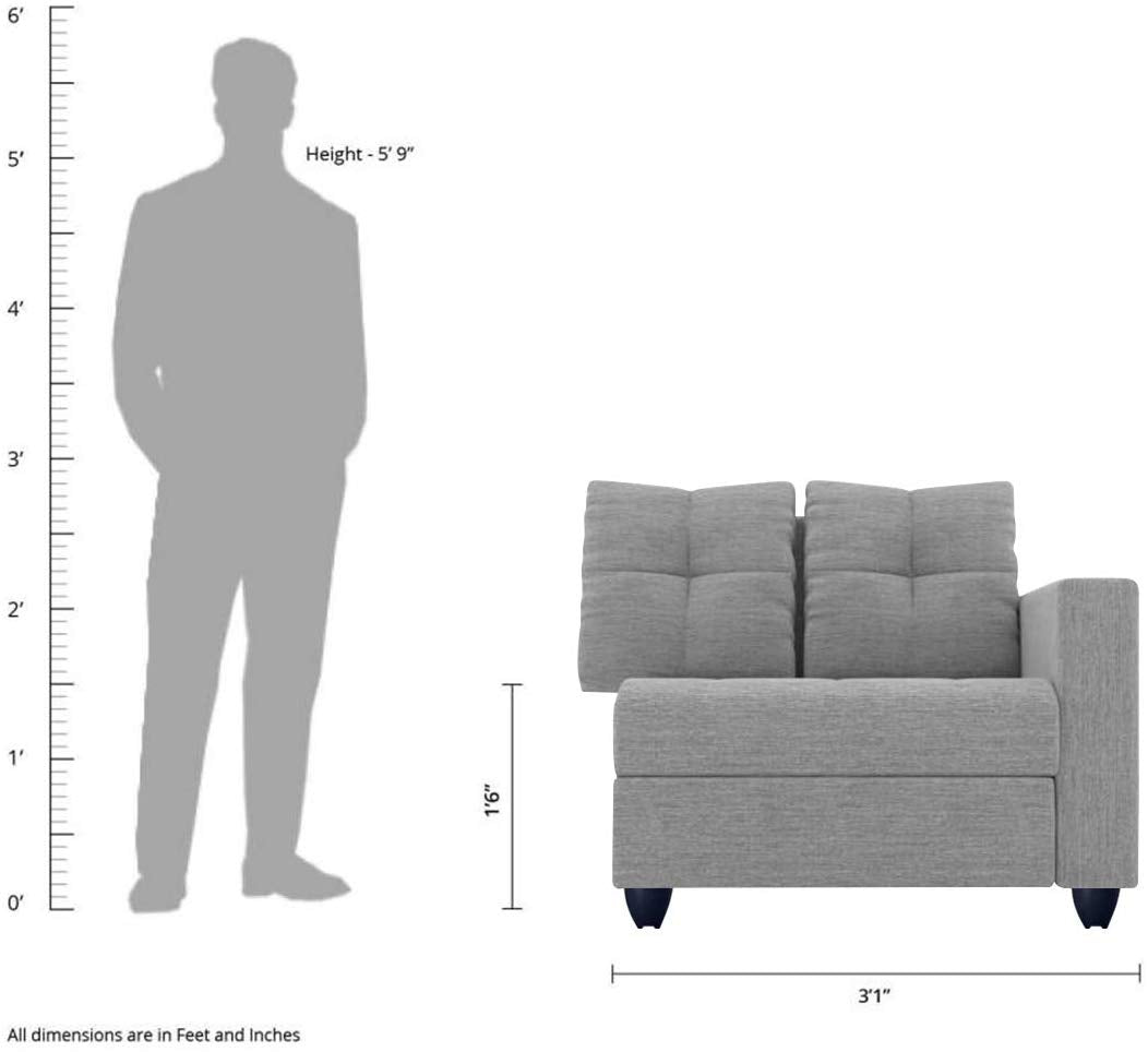 L Shape Sofa Set:- Alfredo Fabric Sofa Set (Light Grey)
