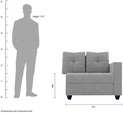 L Shape Sofa Set:- Alfredo Fabric Sofa Set (Light Grey)