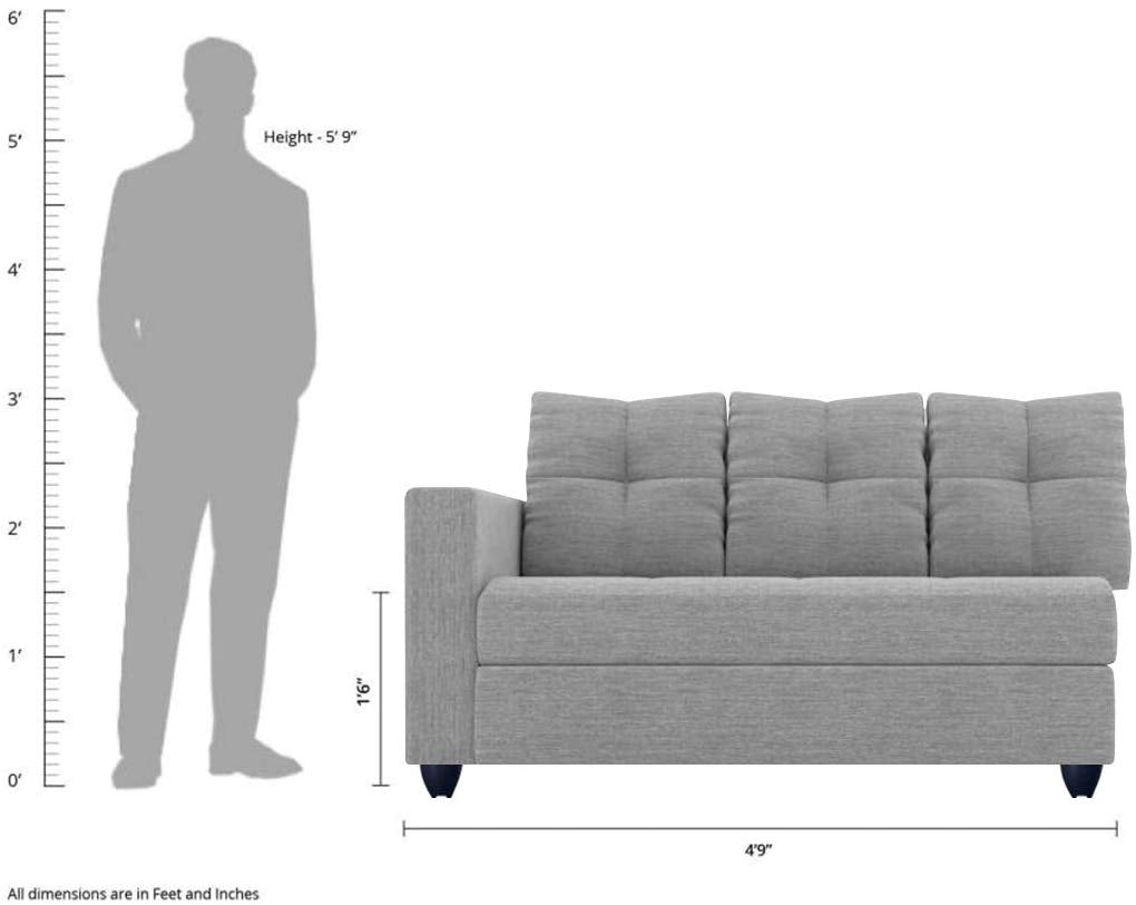 L Shape Sofa Set:- Alfredo Fabric Sofa Set (Light Grey)