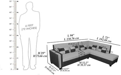 L Shape Sofa Set: -Lisa Fabric Sofa Set (Cream & Brown)
