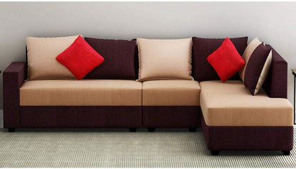 L Shape Sofa Set:- Camila Polyester Fabric Sofa set (Camel-Brown)