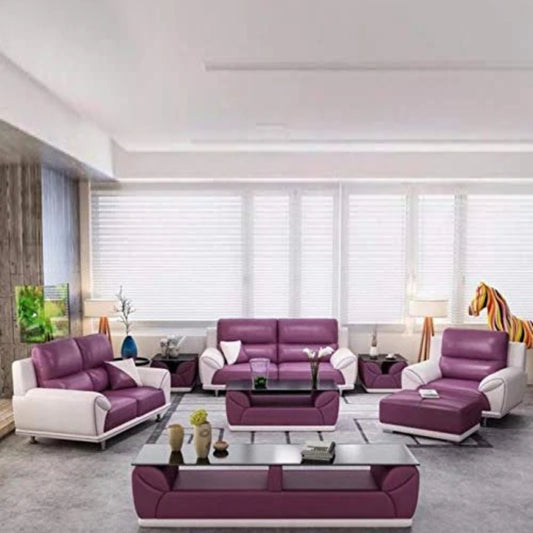 5 Seater Sofa Set- Hardwood Leatherette Sofa Set (Pink and White)