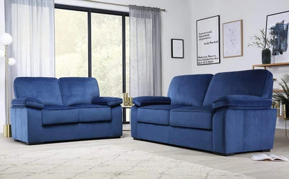 5 Seater Sofa Set:- Blue Velvet Fabric Sofa Set 
