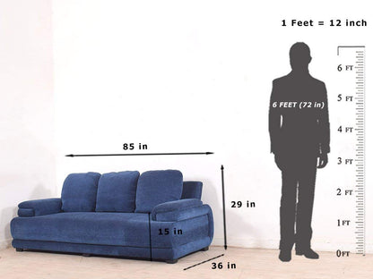 5 Seater Sofa SetLessee (3+1+1) Fabric Sofa Set (Blue)