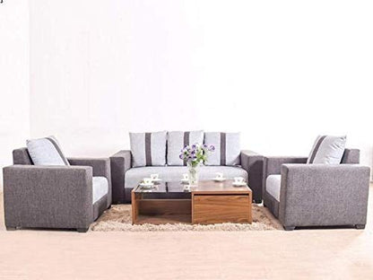 5 Seater Sofa Set:- Nebro (3+1+1) Fabric Sofa Set (Grey)