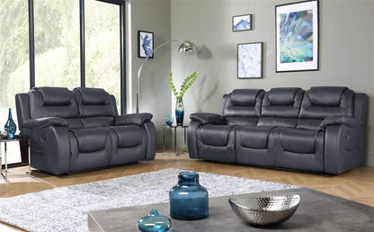 5 Seater Sofa Set:- (3+2) Recliner Leatherette Sofa Set (Grey)