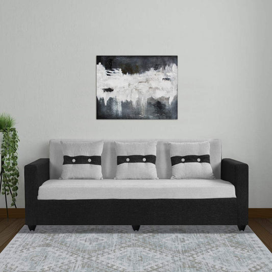 3 Seater Sofa:- Winslow Fabric Sofa Set  (Black & Grey)