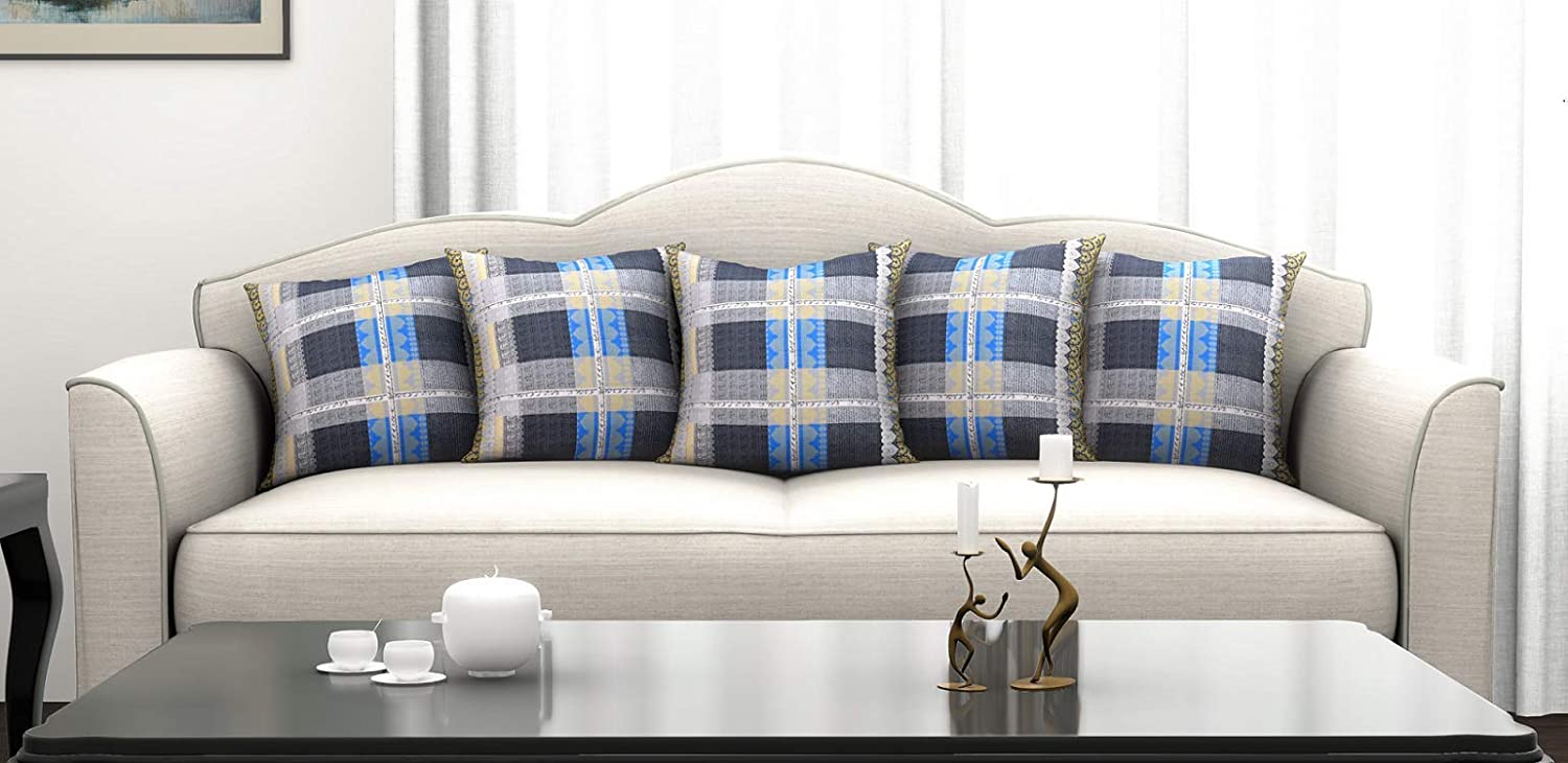 Cushion Covers: Set of 5 Decorative Hand Made Pure 100% Cotton Throw/Pillow Cushion Covers