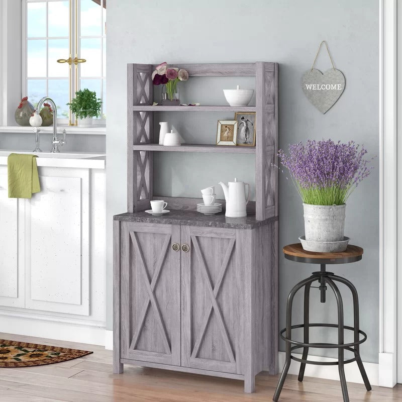 Hutch Cabinets: 64" Kitchen Cabinet & Microwave Stands