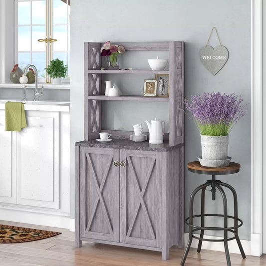 Hutch Cabinets: 64" Kitchen Cabinet & Microwave Stands