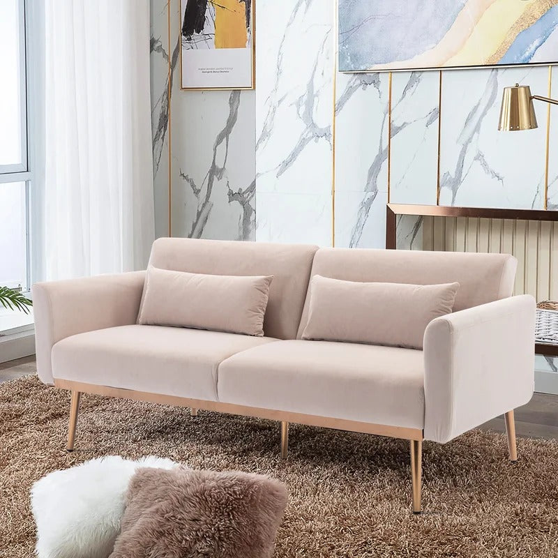 Office Sofa: 68.5'' Velvet Round Arm Reclining Loveseat