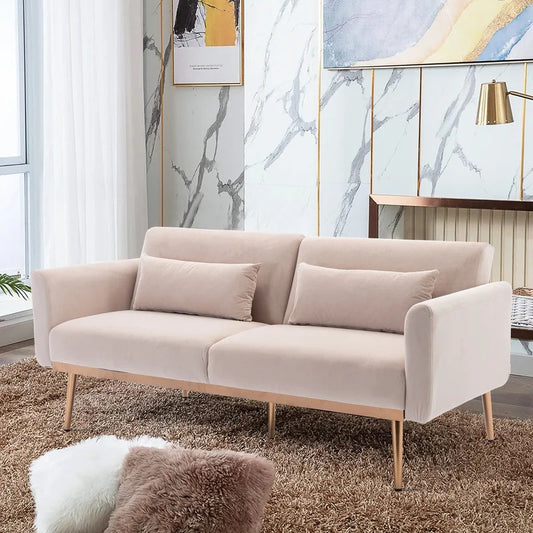Office Sofa: 68.5'' Velvet Round Arm Reclining Loveseat