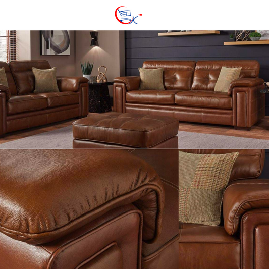 6 Seater Sofa Set:- Large Corner Leatherette Sofa Set (Ultra Brown)