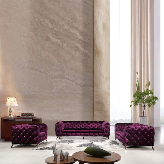 6 Seater Sofa Set -Modern Chesterfield 3+2+1 Fabric Sofa Set