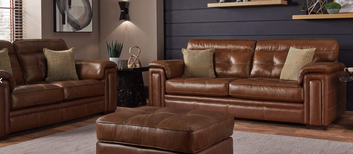 6 Seater Sofa Set:- Large Corner Leatherette Sofa Set (Ultra Brown)
