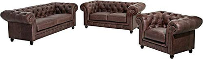 6 Seater Sofa Set:- Nemila Leatherette Sofa Set (Dark Brown)