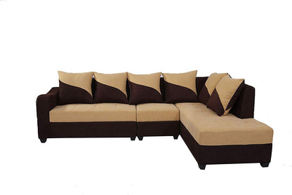 L Shape Sofa Set- Sato Fabric Sofa Set (Beige and Brown)