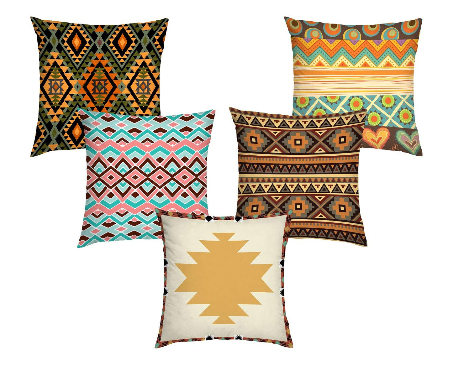 Cushion Cover: Jute 150 TC Cushion Cover, 24 x 24 Inch, Multicolour, 5 Pieces