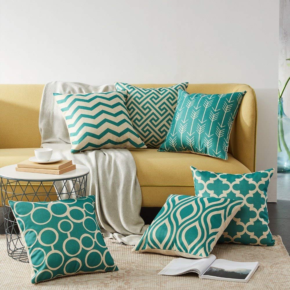 Cushion Cover: Set of 6 Satin Abstract Designer Decorative Throw Pillow/Cushion Cover