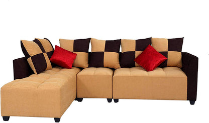 L Shape Sofa Set:- Daisuke  Fabric Sofa Set (Beige & Brown)