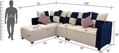 L Shape Sofa Set:- Daisuke  Fabric Sofa Set (Beige & Brown)