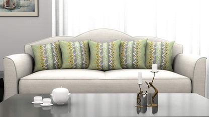 Cushion Cover Cotton 120 TC Cushion Cover, 16 x 16 Inch, Light Green, 5 Pieces