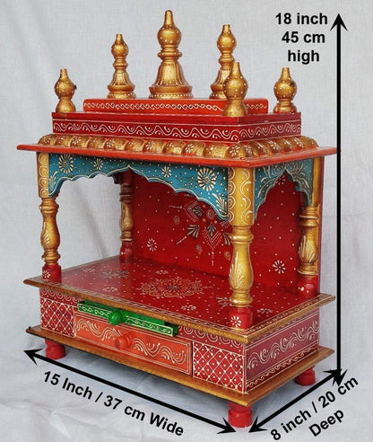 Temple: Rajasthani Ethnic Handcrafted Wooden Temple/Mandir/Pooja Ghar/Mandapam