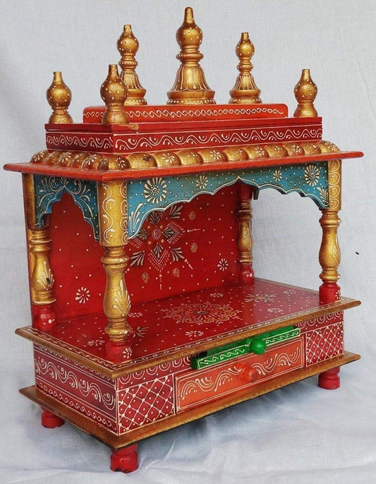 Temple: Rajasthani Ethnic Handcrafted Wooden Temple/Mandir/Pooja Ghar/Mandapam