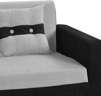 3 Seater Sofa:- Winslow Fabric Sofa Set  (Black & Grey)