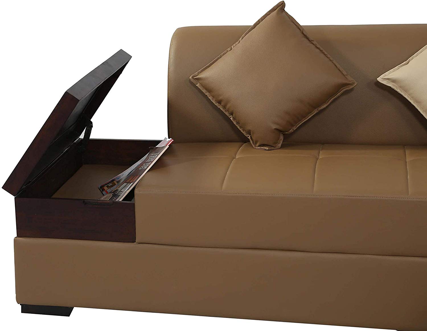 L Shape Sofa Set:- Rome 6 Seater Fabric Sofa Set (Tan Brown)