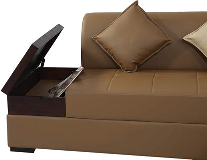 L Shape Sofa Set:- Rome 6 Seater Fabric Sofa Set (Tan Brown)