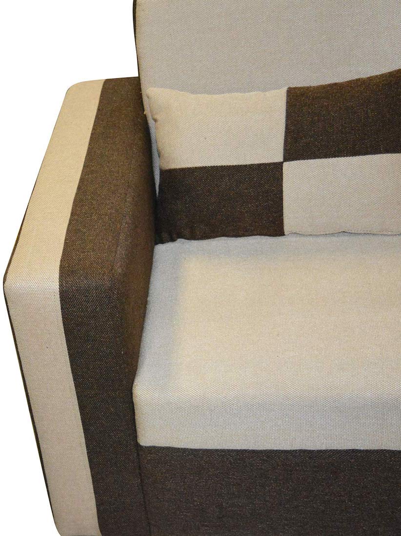 L Shape Sofa Set: -Lisa Fabric Sofa Set (Cream & Brown)