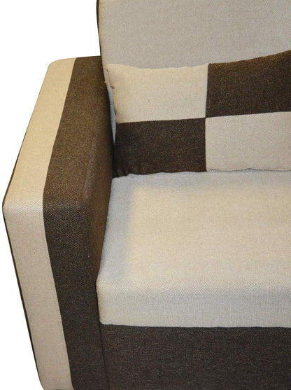 L Shape Sofa Set: -Lisa Fabric Sofa Set (Cream & Brown)