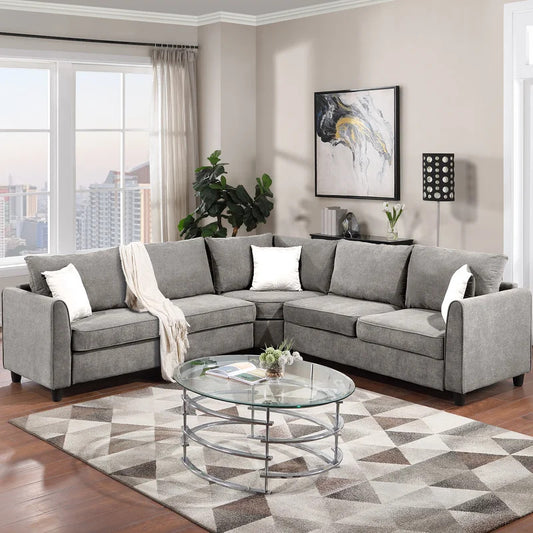 7 Seater Sofa Set: 100*100“ Sectional Sofa Couch L Shape Sofa