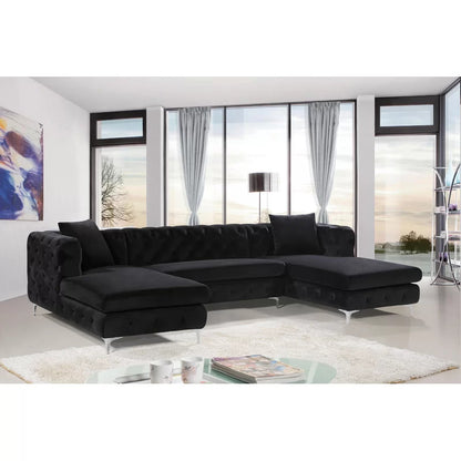 7 Seater Sofa Set: 120" Wide Velvet U Shape Sofa Set