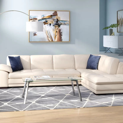 7 Seater Sofa Set: 124" Wide Leatherette L Shape Sofa Set